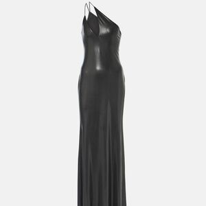 The Sei One-Shoulder Metallic Jersey Gown in Black Foil (NWT)